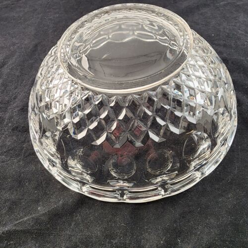 McKee Plymouth Serving Bowl Thumbprint Diamond Cut Out Clear Glass 10"