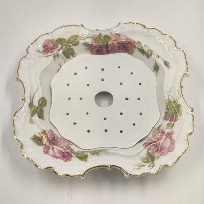 Rosenthal RC Monbijou Butter Dish Pink Roses Gold Trim Bavaria 7"