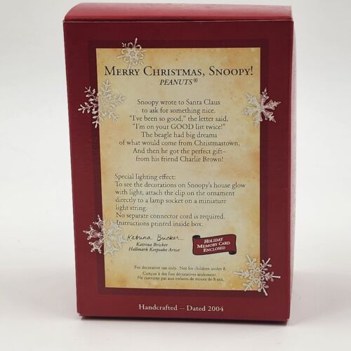 Hallmark Keepsake 2004 Ornament MERRY CHRISTMAS SNOOPY Lighting Effect