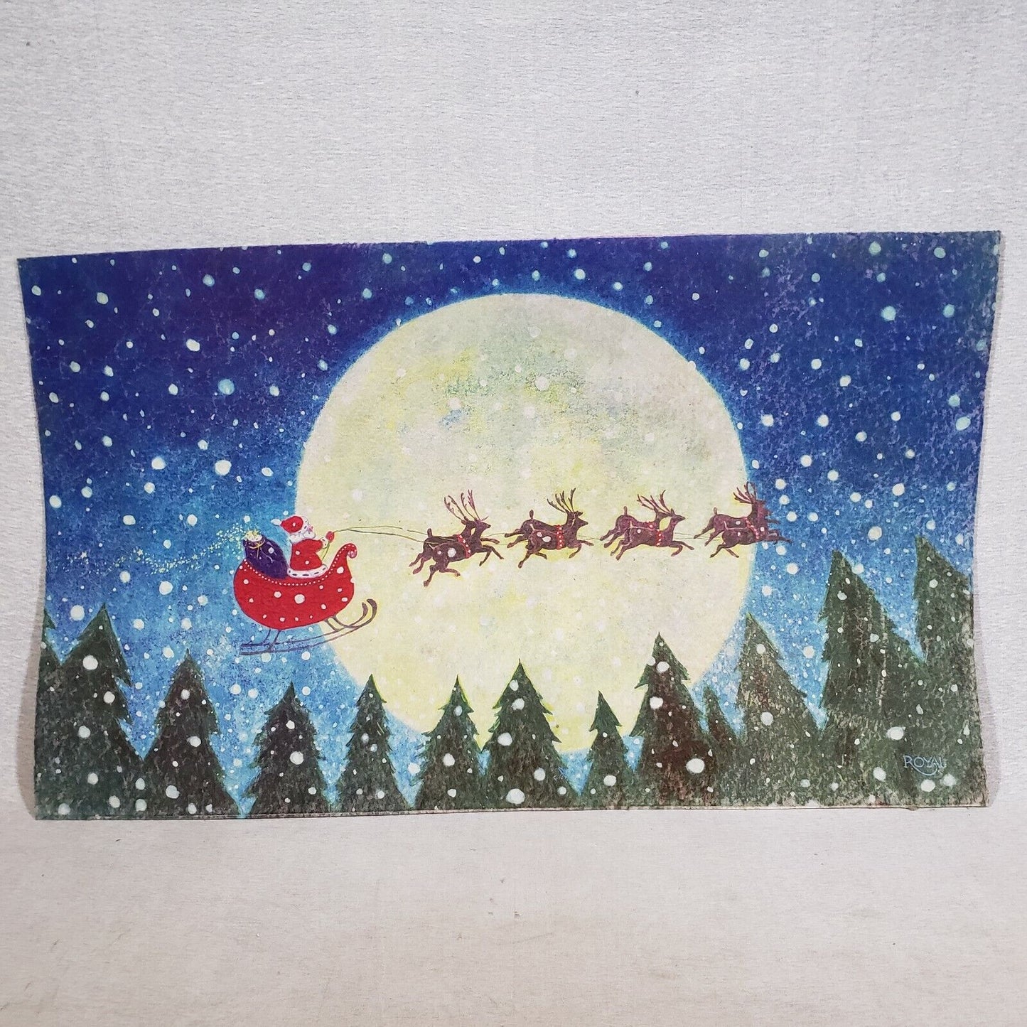 Christmas Doormat Santa Sleigh and Reindeer by Royal Full Moon 30" x 18"