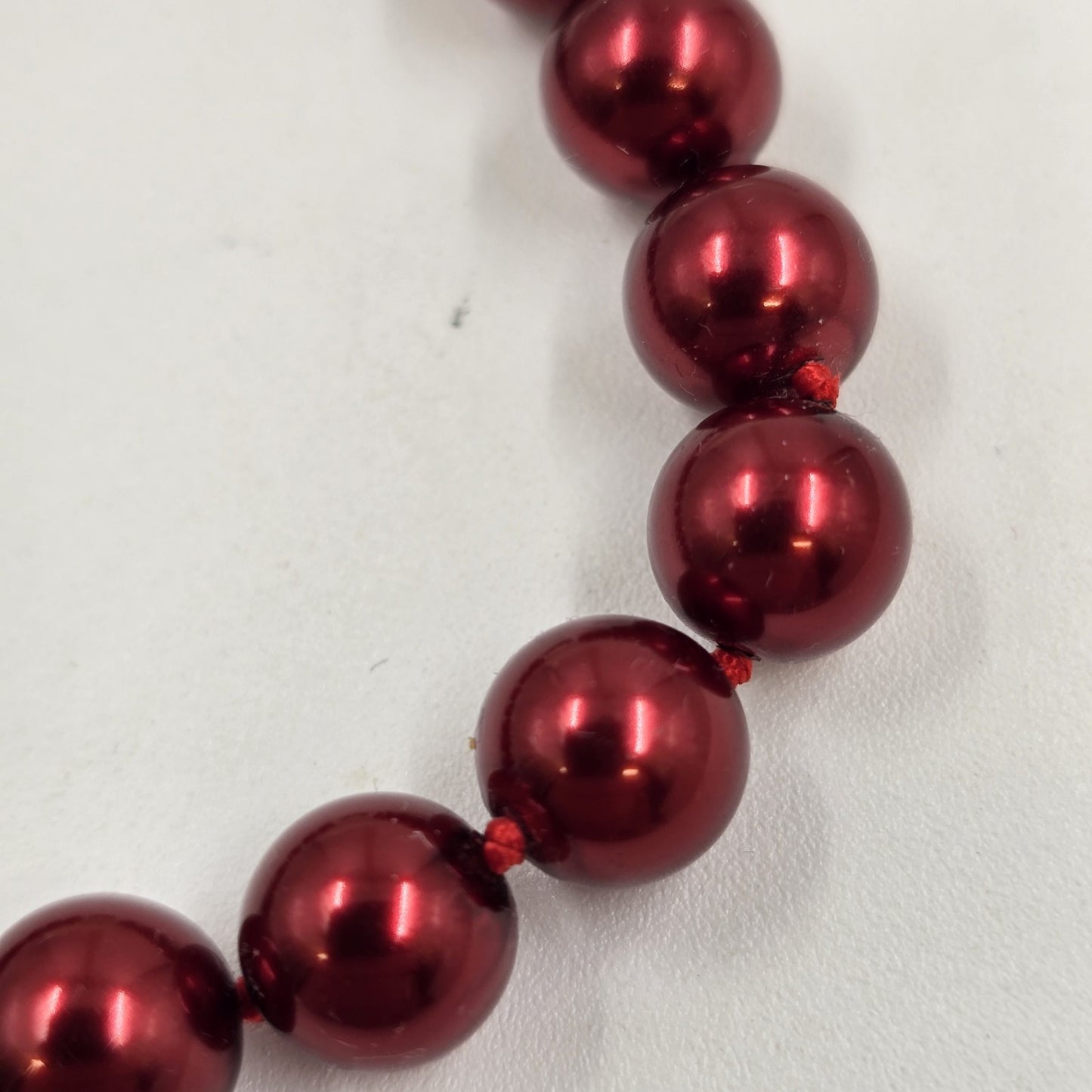 Set of 3 Shiny Red & Blue Faux Pearl Beads Bracelets Spring Ring Clasp