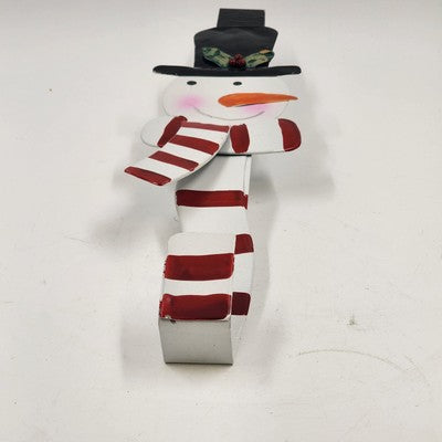 Snowman Over The Door Wreath Hanger Holder Metal 15"x2" Christmas Holiday Theme