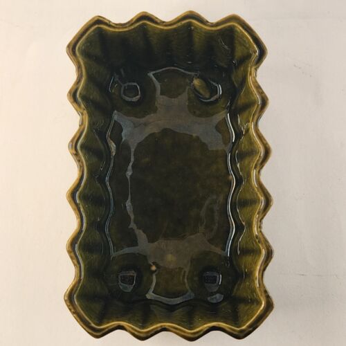 UPCO 277 Two Tone Green Pottery Planter Tapered Rectangular Vintage Made in USA