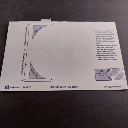 Old Office Stock Avery 8931 White CD DVD Design Kit 333 Sheets Inkjet Labels