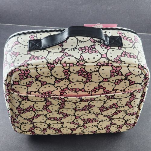 Hello Kitty Vanity White Cosmetic Bag Case Multi Compartment Sanrio NWT China