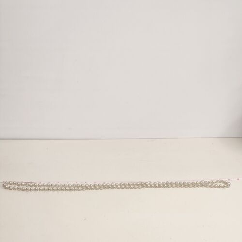 Faux Pearl Necklace White Beaded No Clasp 24" Long No End Fashion Jewelry Vtg