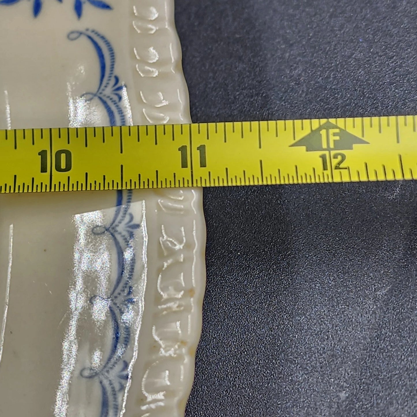 Ridgway’s Cornwall Oval Platter 14" Blue Gadroon Edge Floral Center Sheldon UK