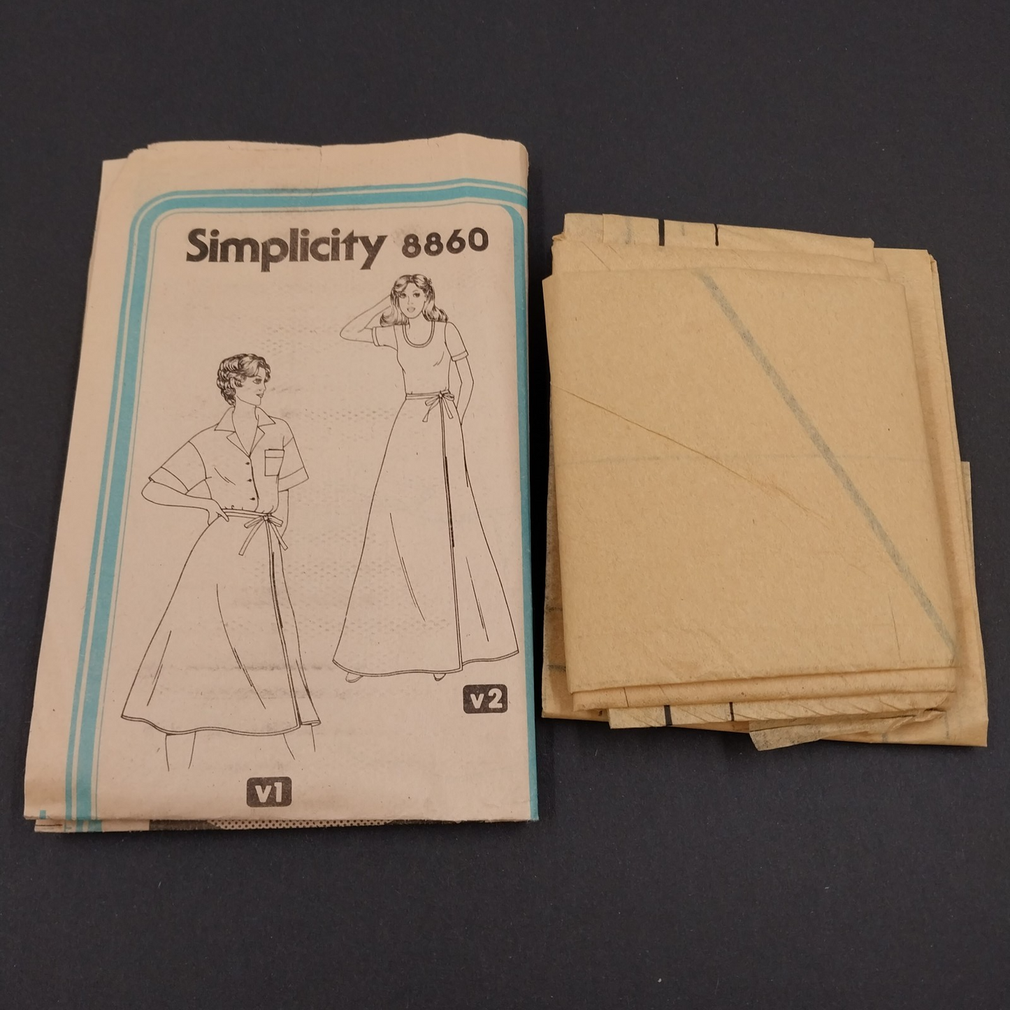 Simplicity 8860 Vintage Sewing Pattern '70 Cut Miss Jiffy Front Wrap Skirt 10-12