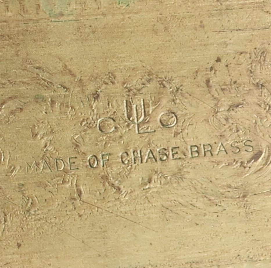 Chase Brass Metal Tray Octagon With Impressed Pattern Vintage 10½" L x 6¾" W