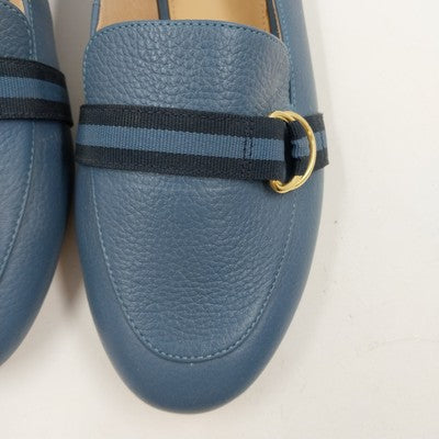 Talbots Ryan D-Ring Loafers Stripe Webbing Women's Shoes Blue Gold Low Heel 7W