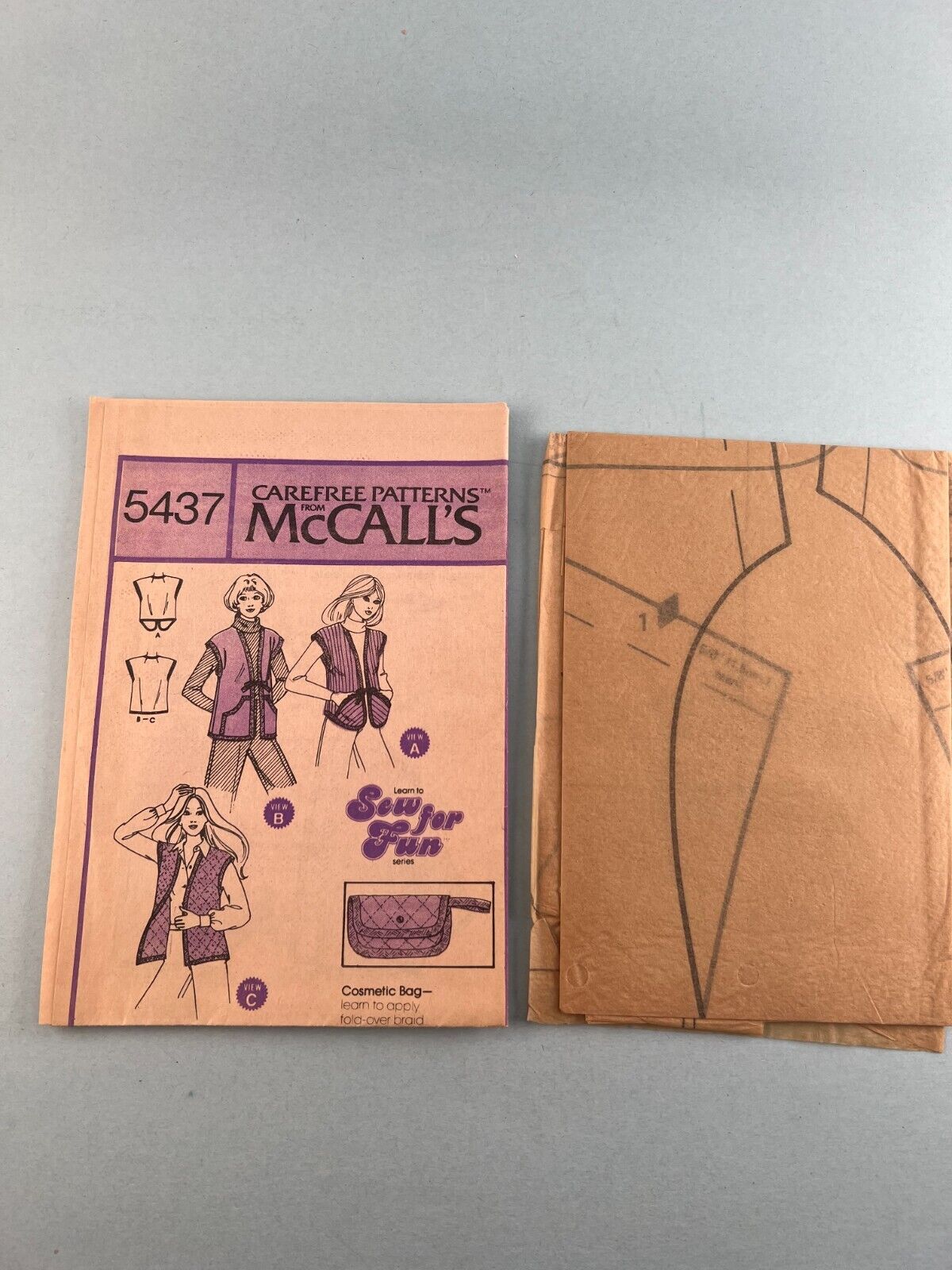 McCall's Carefree 5437 Vintage Sewing Pattern '77 Misses Set of Vests Size Large