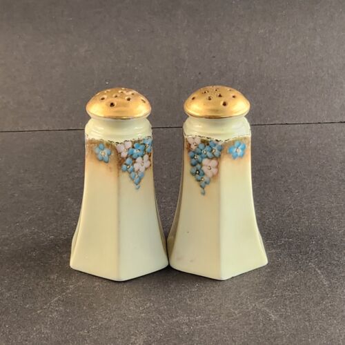 White & Gold Royal Austria Salt & Pepper Shakers Floral Vintage