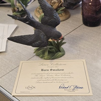 Garden Bird Barn Swallow Figurine by Lenox Fine Porcelain 1993 with Certificate