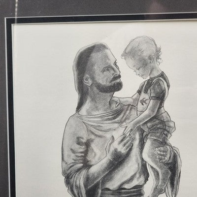 Jesus with Children Framed Wall Art Picture Matted 16x20 Scripture Matthew 19:14