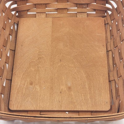 Longaberger Wooden Square Splint Basket with Bale Fixed Handle Solid Floor 10.5"