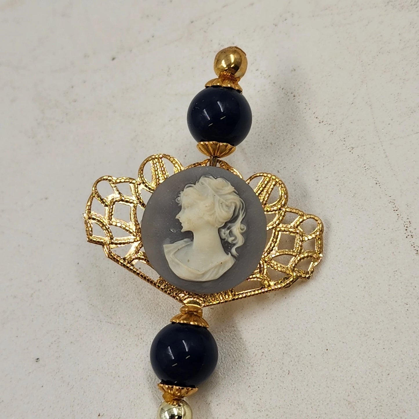 4 Cameo Hat Pins Black Purple Turquoise Red 4" Decorative Vintage Collectible