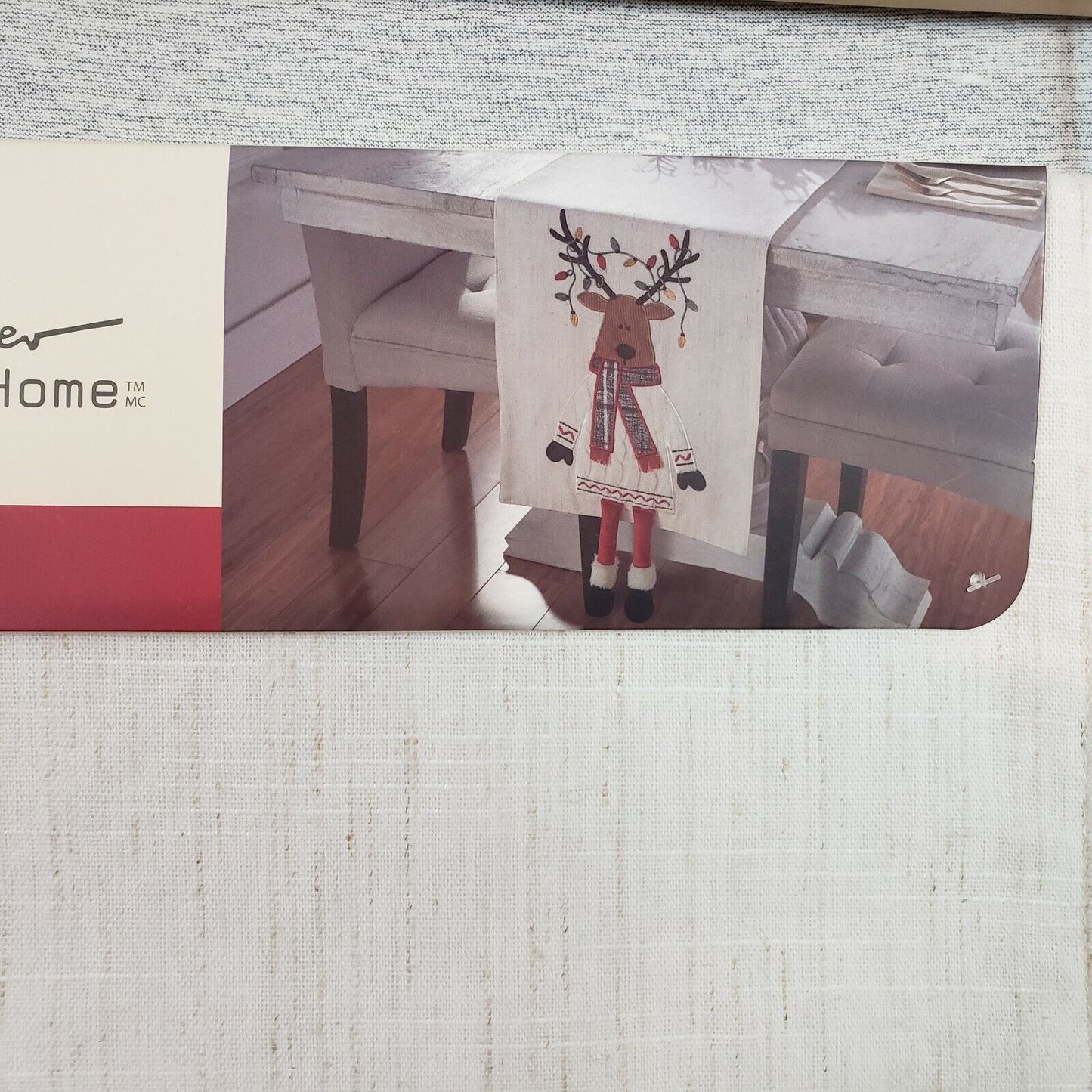Nicole Miller Christmas Reindeer Table Runner New 14" x 72" Legs Over the Ends
