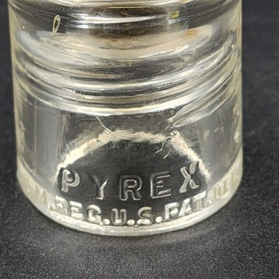 Pyrex MC Clear Glass Insulator NDD Code USA Made 2.5"x4" Vintage