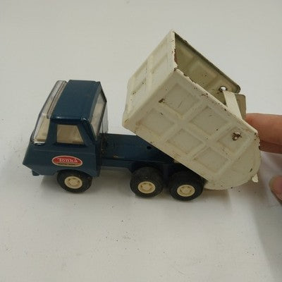 Tonka USA Blue & White Mini Garbage Truck 5.5" Long Pressed Steel 1970s Vintage