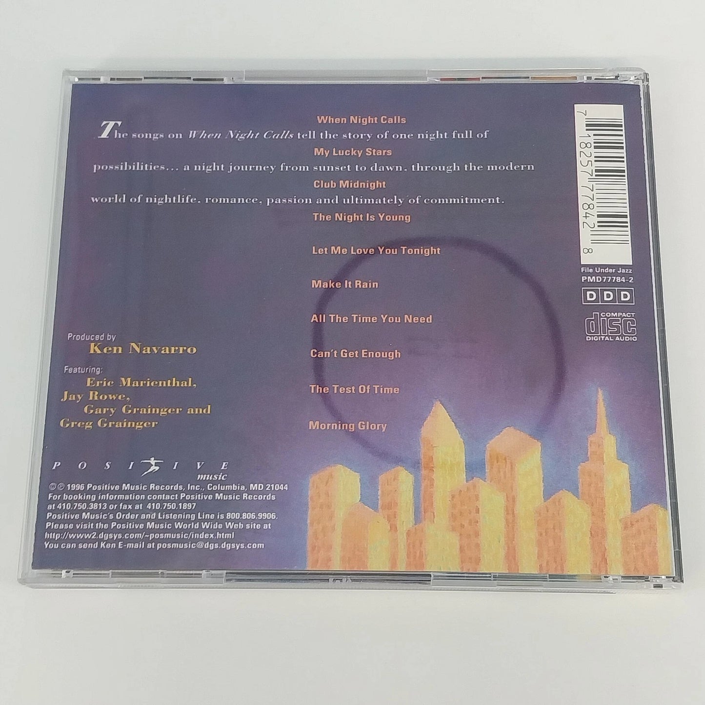 Ken Navarro When Night Calls CD 1996 Smooth Jazz Guitar Positive Music 10 Tracks