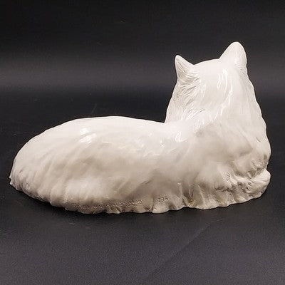 HOMCO 1147 Large White Persian Cat Kitty Statue Yellow Glass Eyes 1980’s