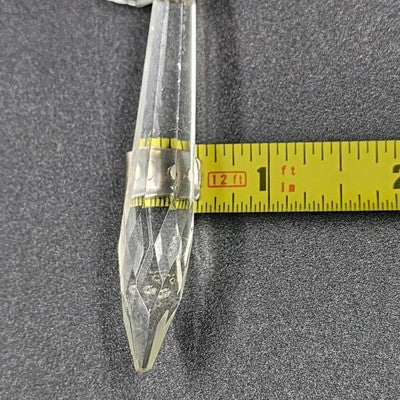 2 Icicle Spear Crystal Faceted Glass Prisms 2.8" w Octagon Accent Wire Connector