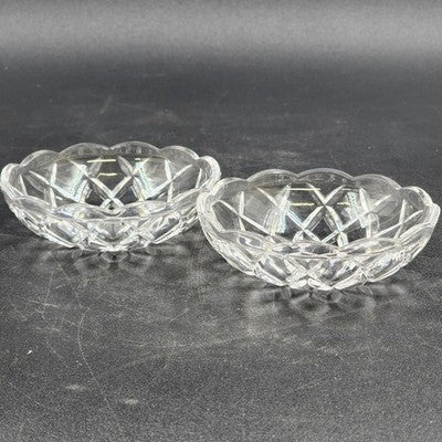 2 Pressed Glass Bobeche Chandelier Part Cups 4" Scalloped Edge