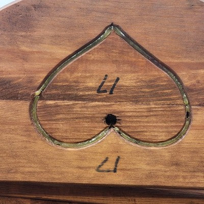 Half Bushel Wooden Sewing Basket Split Lid Heart Handle 15"x13" Floral Lined