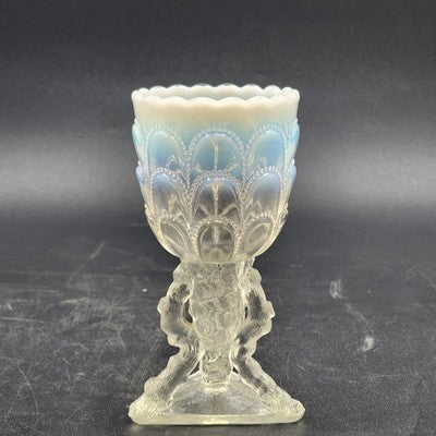 Beads & Bark Novelty Vase by Northwood White Opalescent Goblet 1903 Antique