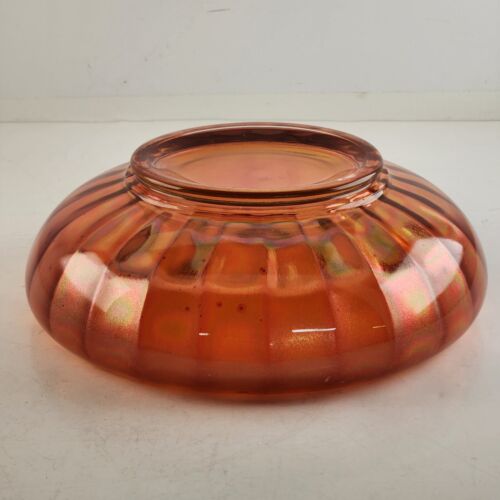 Imperial Glass Footed Bowl Carnival Marigold Wide Panel Rolled Top Vintage