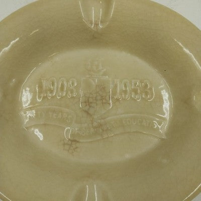 Rookwood Pottery Oval Ashtray 50 Years of Service to Education 6.5" Crazed 1953