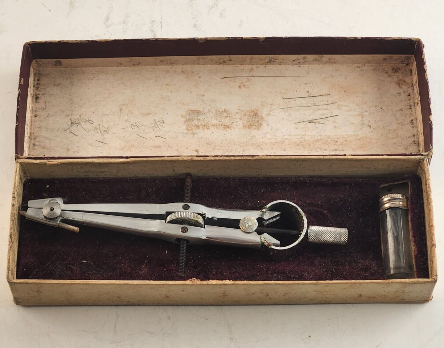 Vintage Compass Instrument Optical Drawing Drafting Tool w/ Original Case