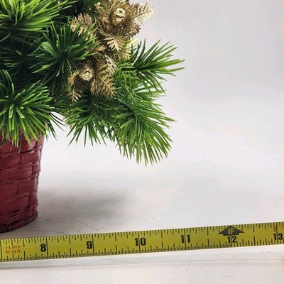 Floral Arrangement Christmas Basket Greenery Holly Red Basket 10" Gold Bow