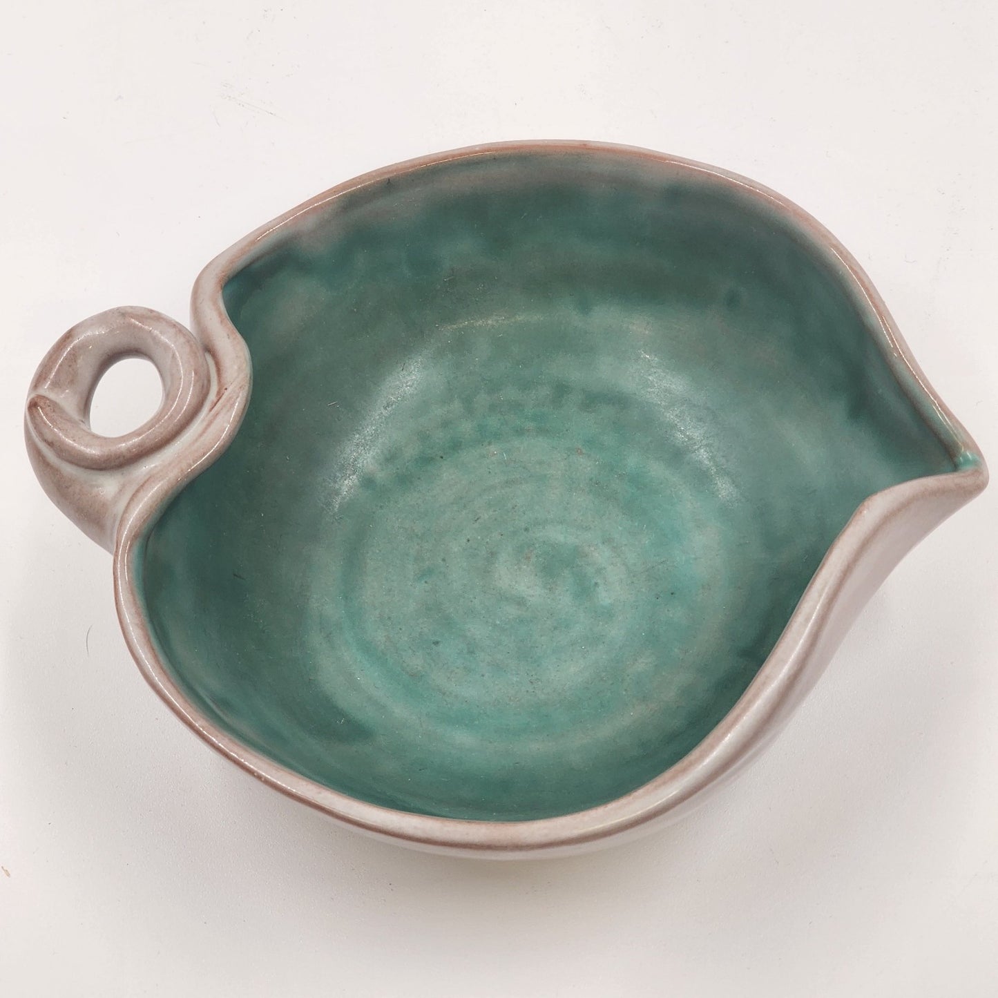 Stangl Pottery Candy Leaf Dish Turquoise Inside Gray Outside No 3787 MCM USA