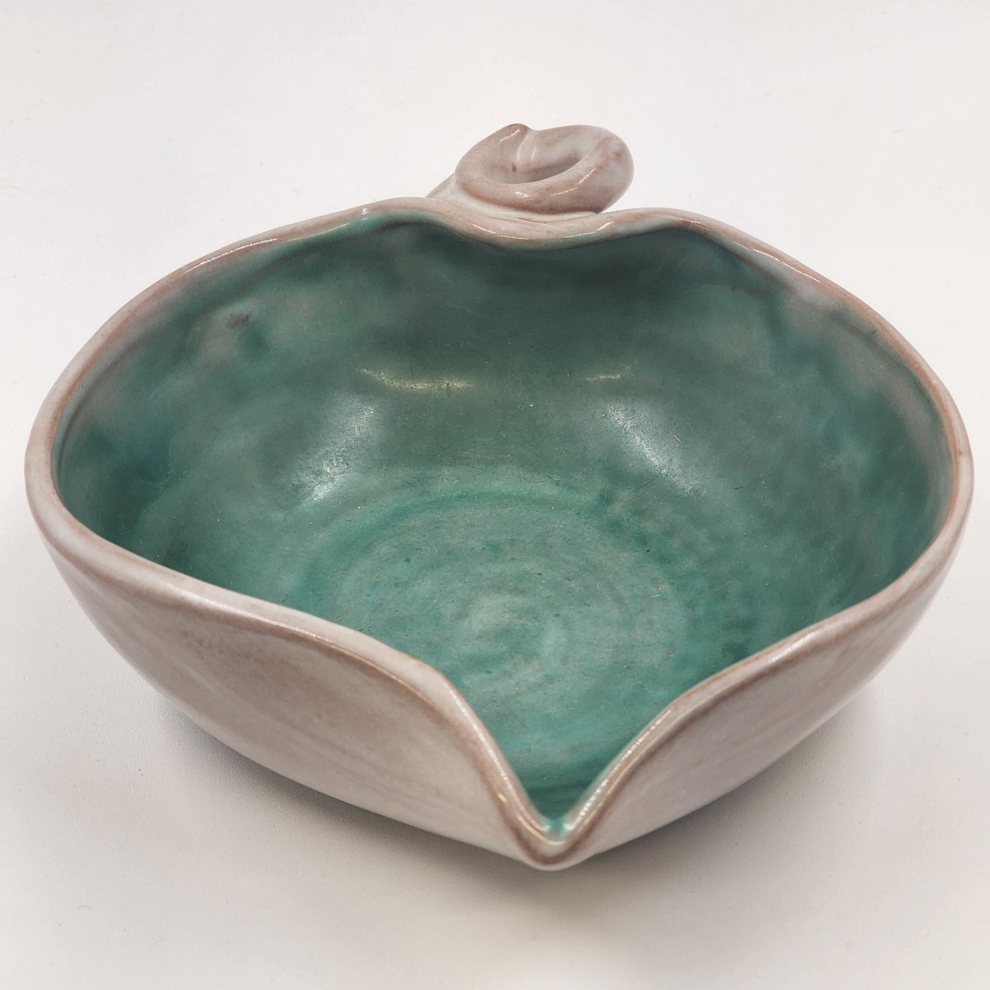 Stangl Pottery Candy Leaf Dish Turquoise Inside Gray Outside No 3787 MCM USA