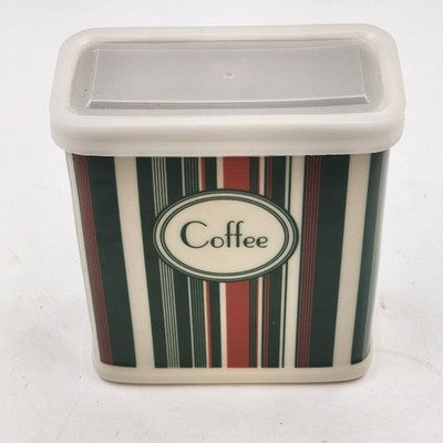 California Pantry Coffee Canister Jar 5.25 "Green Red Striped Festive 2005 w Lid