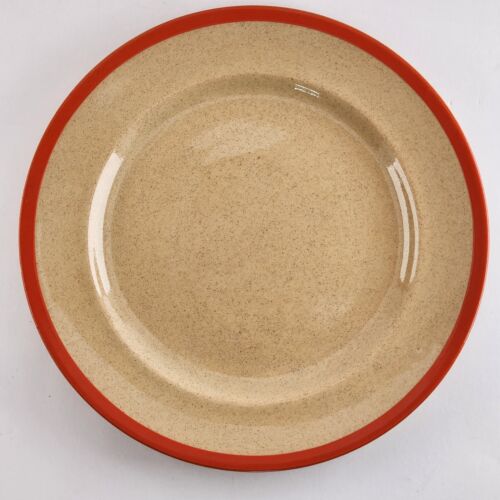 Omar Ware English Stoneware Snack Plate 7.5" Beige w/ Orange Trim England