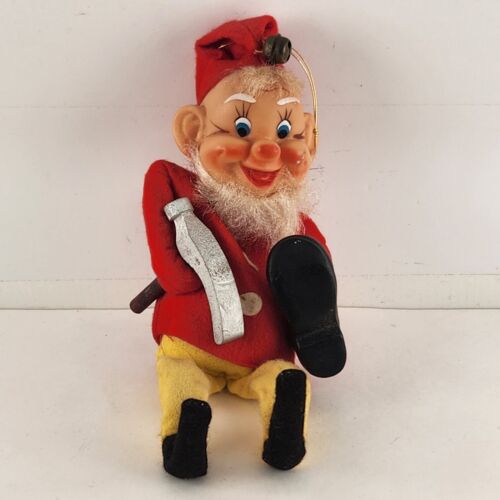 Elf Shelf Sitter Cobbler Shoe Maker Vintage Christmas Ornament Japan 1970s