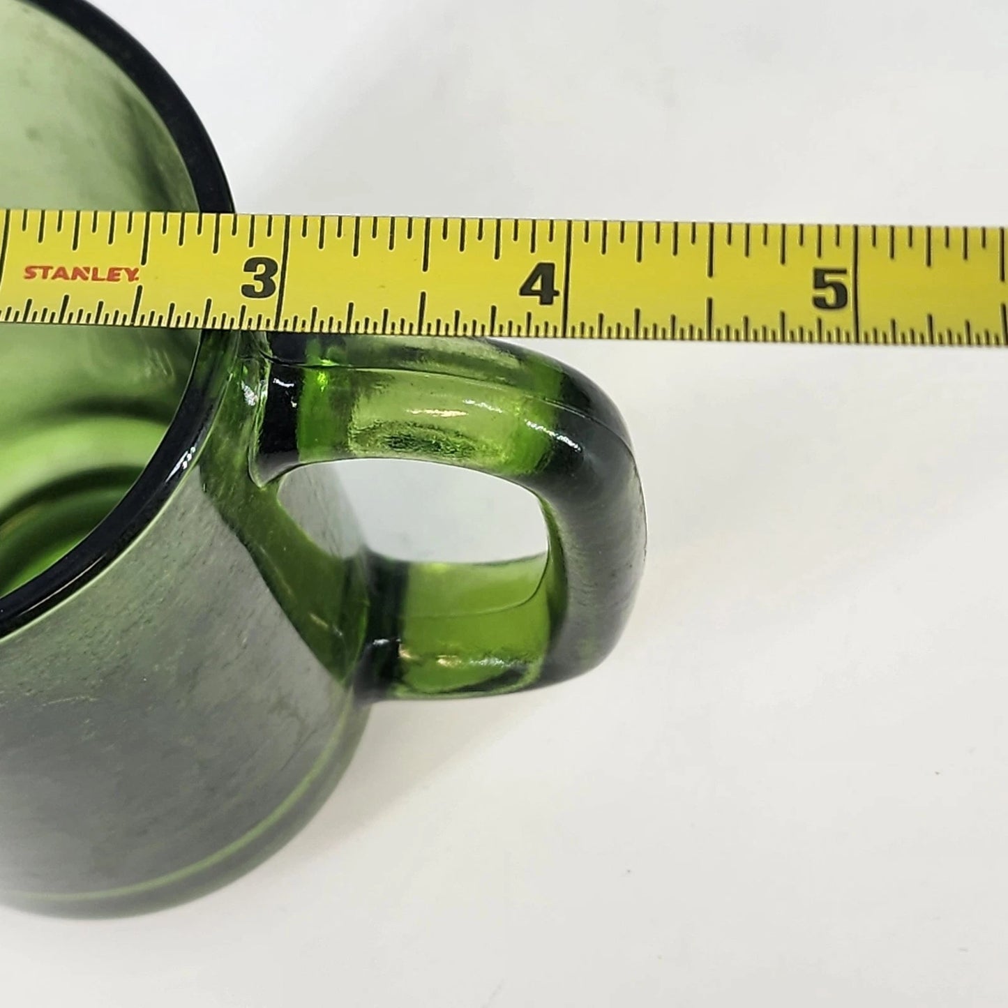 Finlandia Avocado Green Glass Mugs Set of 3 Anchor Hocking D Handles 12 oz 5.5"h