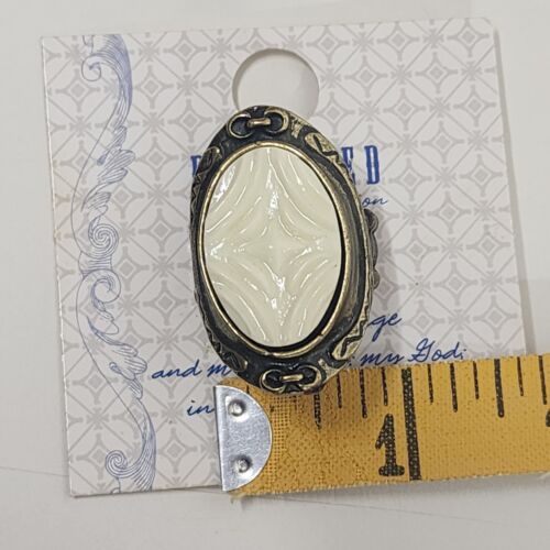 Redeemed Jewelry Ring Bronze Tone White Stone Elastic Band Psalm 91:1 & 91:2
