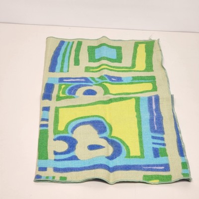 Set of 4 Dinner Napkins Cloth in Blue Green Abstract Geometric Pattern 16.5"long