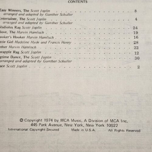 THE STING Featuring the Music of Scott Joplin Piano Sheet Music 1974 MCA Mills