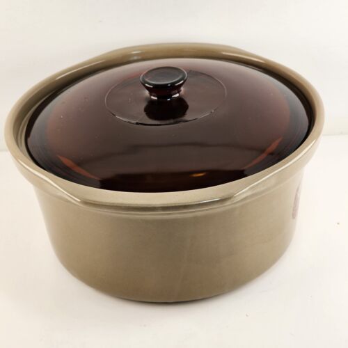 Amana Radarange 4 Qt Country Cooker Western Stoneware Amber Glass Lid