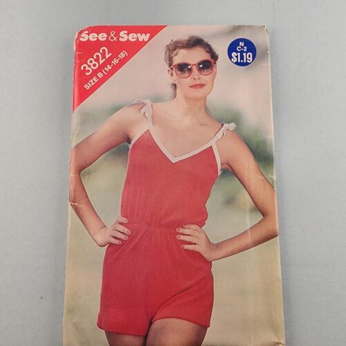 Butterick See & Sew 3822 Vintage Pattern 90's Misses Jumpsuit Size B 14-16-18