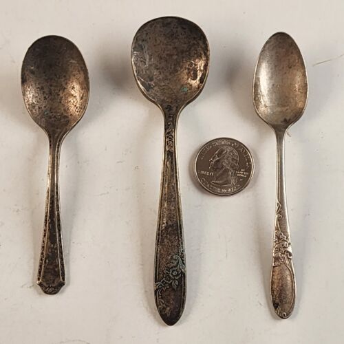 3 Baby Spoons Silver-Plate Oneida Community White Orchid Patterns