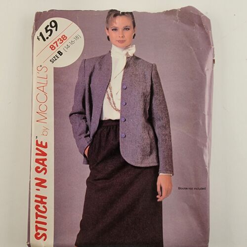 McCall's 8738 Vintage Sewing Pattern 1983 Misses Jacket and Skirt Size B