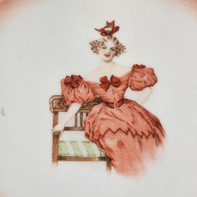 Antique Carlsbad Austria Portrait Bowl – Belle Époque Victorian Hanging Wall Plate – Porcelain with Gold Gilding – 8.25" Decorative Art Bowl