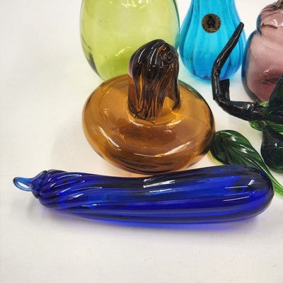 7 Pc Hand Blown Glass Fruit & Vegetable Set Large Translucent Art Glass Taiwan