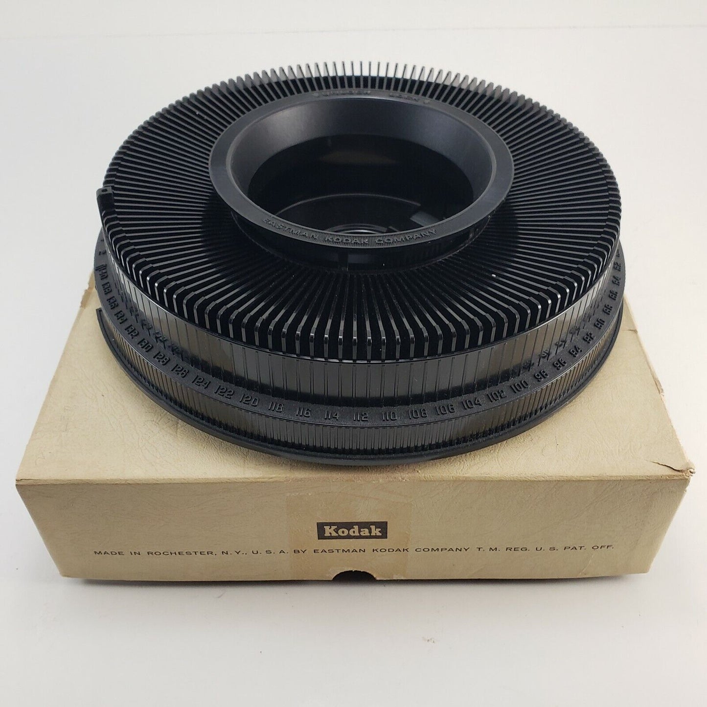 Kodak Rotary Carousel Slide Projector Tray 140 Slide Capacity Tray & Box Vintage
