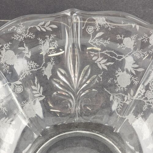 Fostoria Clear Glass Flared Baroque Bowl – Etched Chintz Pattern – Vintage Mid-Century 11.5"
